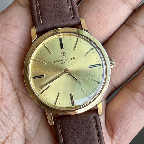 Faver Favre Leuba Swiss Mens Handwind Gold Plated