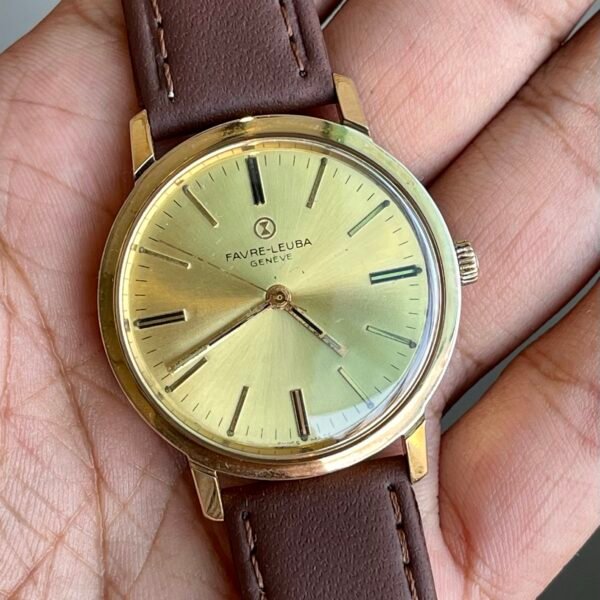 Faver Favre Leuba Swiss Mens Handwind Gold Plated