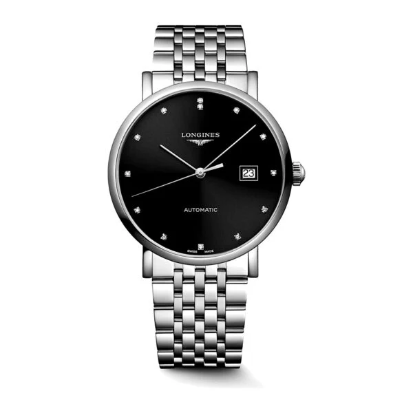 LONGINES Elegant Collection L4.810.4.57.6 Black Diamond Dial 37mm Automatic Swiss Mens