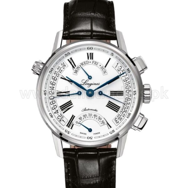 LONGINES Heritage Retrograde L4.797.4.71.2 White Roman Dial GMT 41mm Automatic Swiss Mens