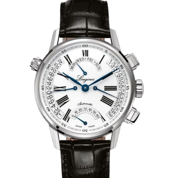 LONGINES Heritage Retrograde L4.797.4.71.2 White Roman Dial GMT 41mm Automatic Swiss Mens