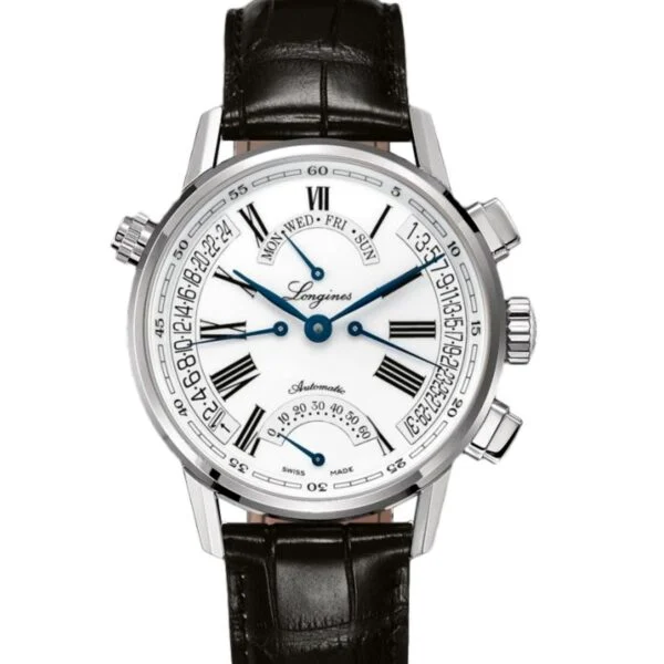 LONGINES Heritage Retrograde L4.797.4.71.2 White Roman Dial GMT 41mm Automatic Swiss Mens