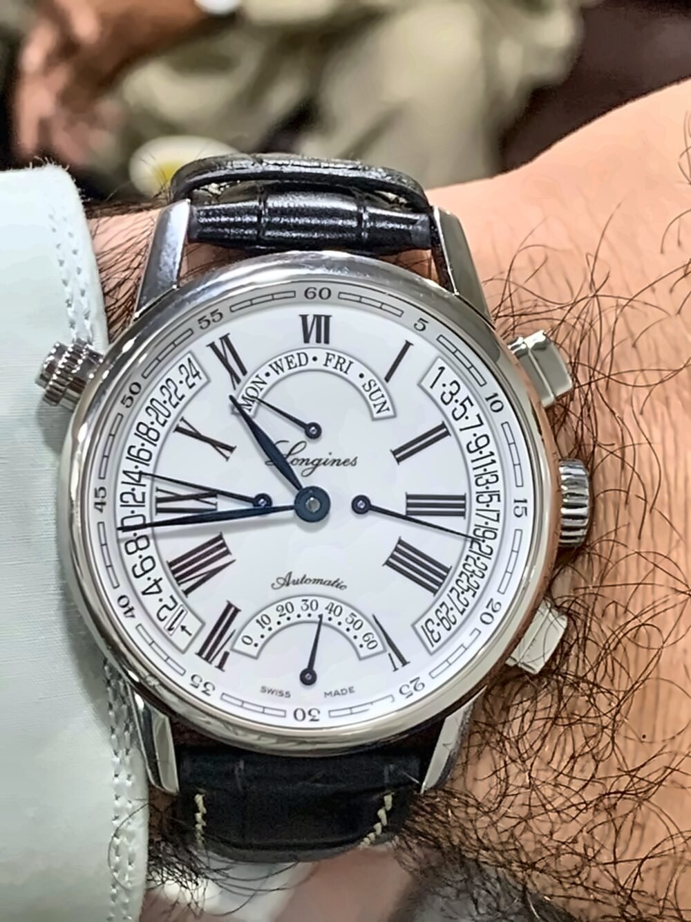 LONGINES Heritage Retrograde L4.797.4.71.2 White Roman Dial GMT 41mm Automatic Swiss Mens – photo 2