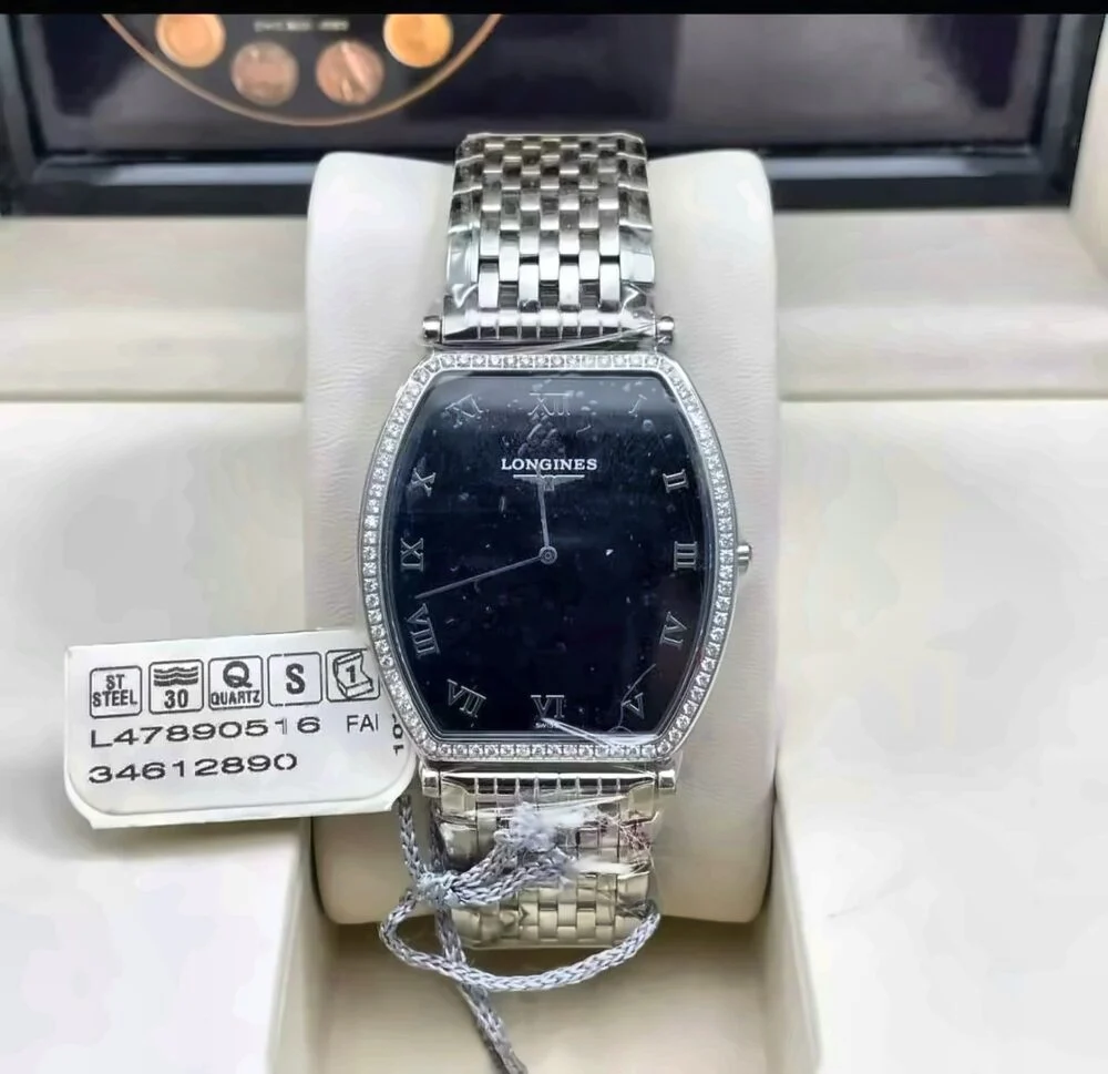 Longines La Grande Classique Tonneau L4.789.0.51.6 Diamond Black Dial Quartz Swiss Women