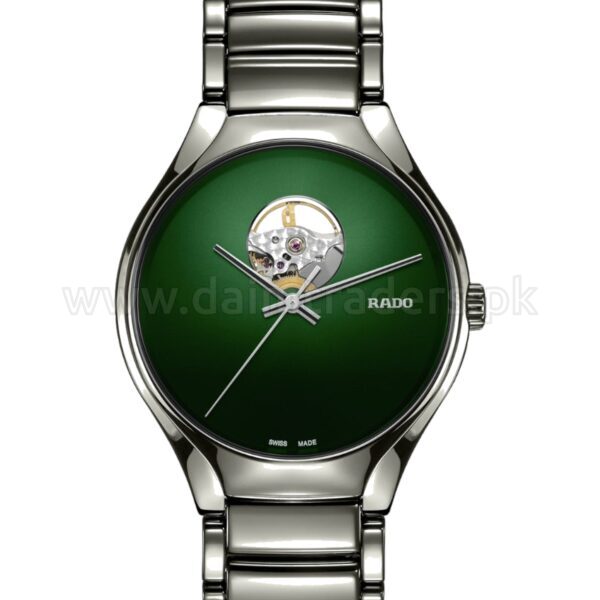 RADO True Round Secret R27108312 Green Open Heart Dial Plasma Ceramic 40mm Automatic Swiss Mens