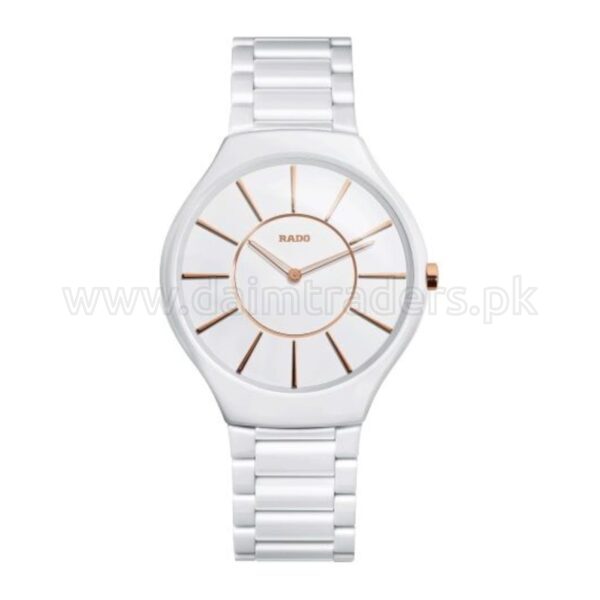 RADO True Thinline R27957102 White Ceramic Rose Gold Quartz Swiss