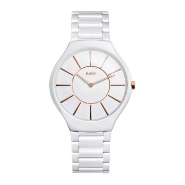 RADO True Thinline R27957102 White Ceramic Rose Gold Quartz Swiss