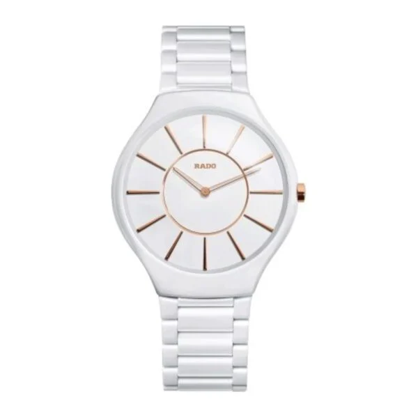 RADO True Thinline R27957102 White Ceramic Rose Gold Quartz Swiss