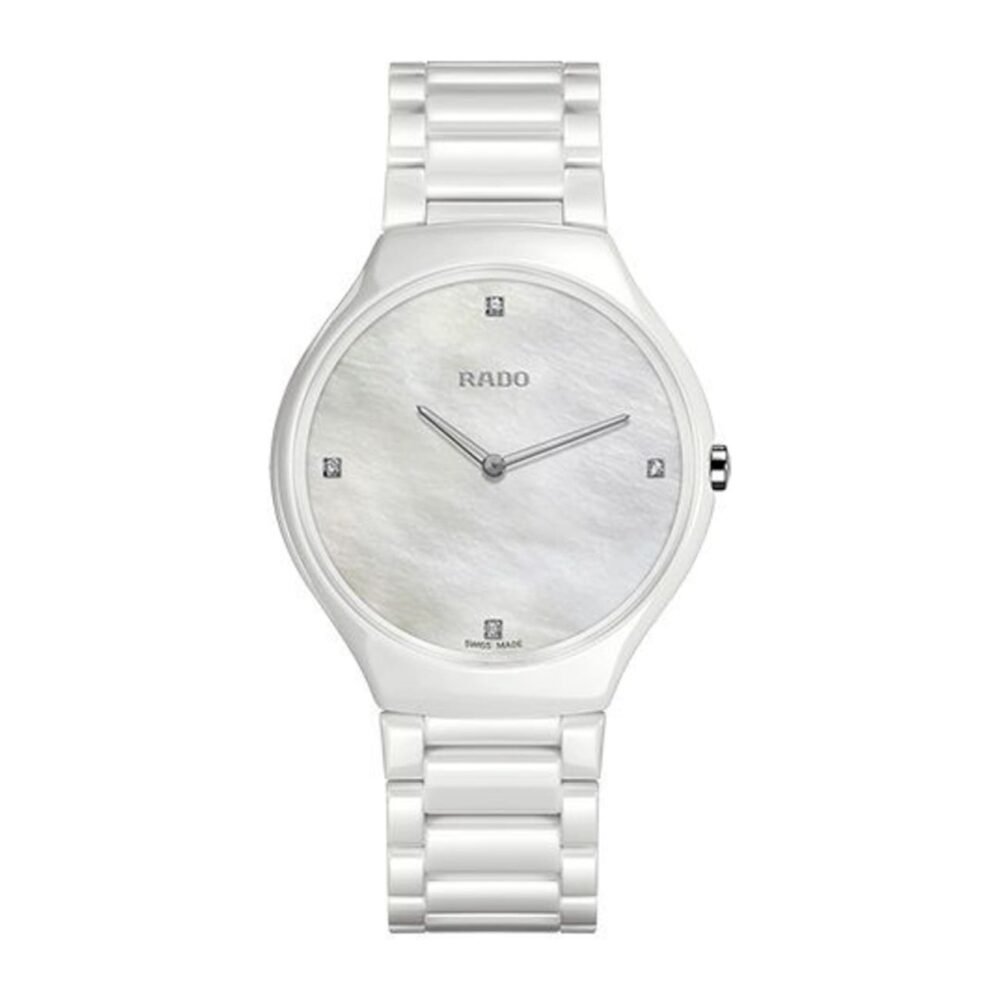 RADO True Thinline Diamonds R27957902 White Ceramic Mother of Pearl Quartz Swiss