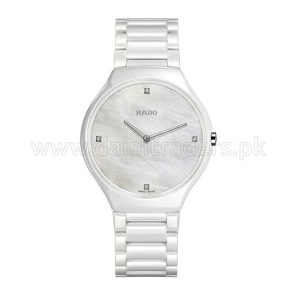 RADO True Thinline Diamonds R27957902 White Ceramic Mother of Pearl Quartz Swiss