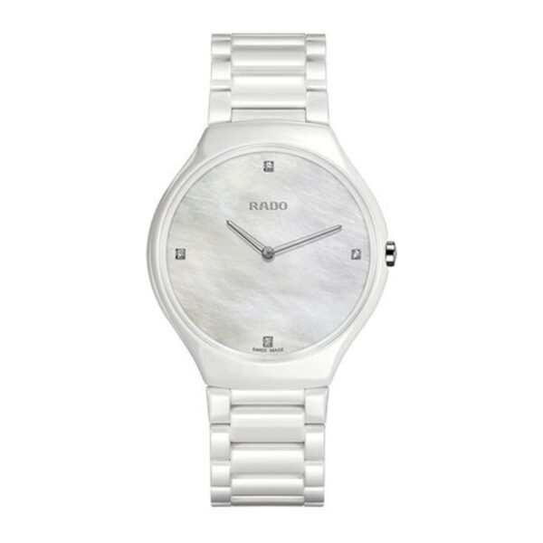 RADO True Thinline Diamonds R27957902 White Ceramic Mother of Pearl Quartz Swiss