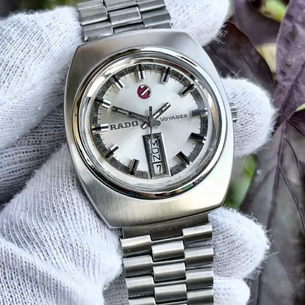 RADO Voyager Automatic 11814/1 Day Date Silver Dial Vintage Swiss Mens