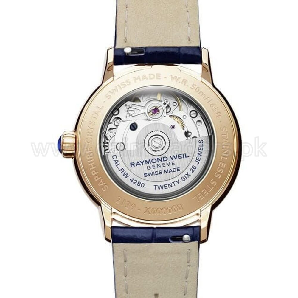 RAYMOND WEIL Maestro Moon Phase 2139-P5S-05909 MOP Dial Diamond Bezel Rose Gold PVD 34mm Automatic Swiss Ladies – photo 2