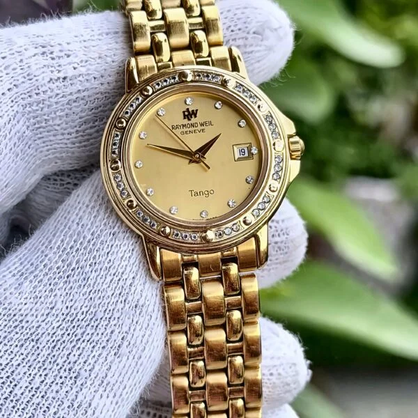 Raymond Weil Tango 5360 Diamond Bezel Gold Plated Quartz Swiss Ladies