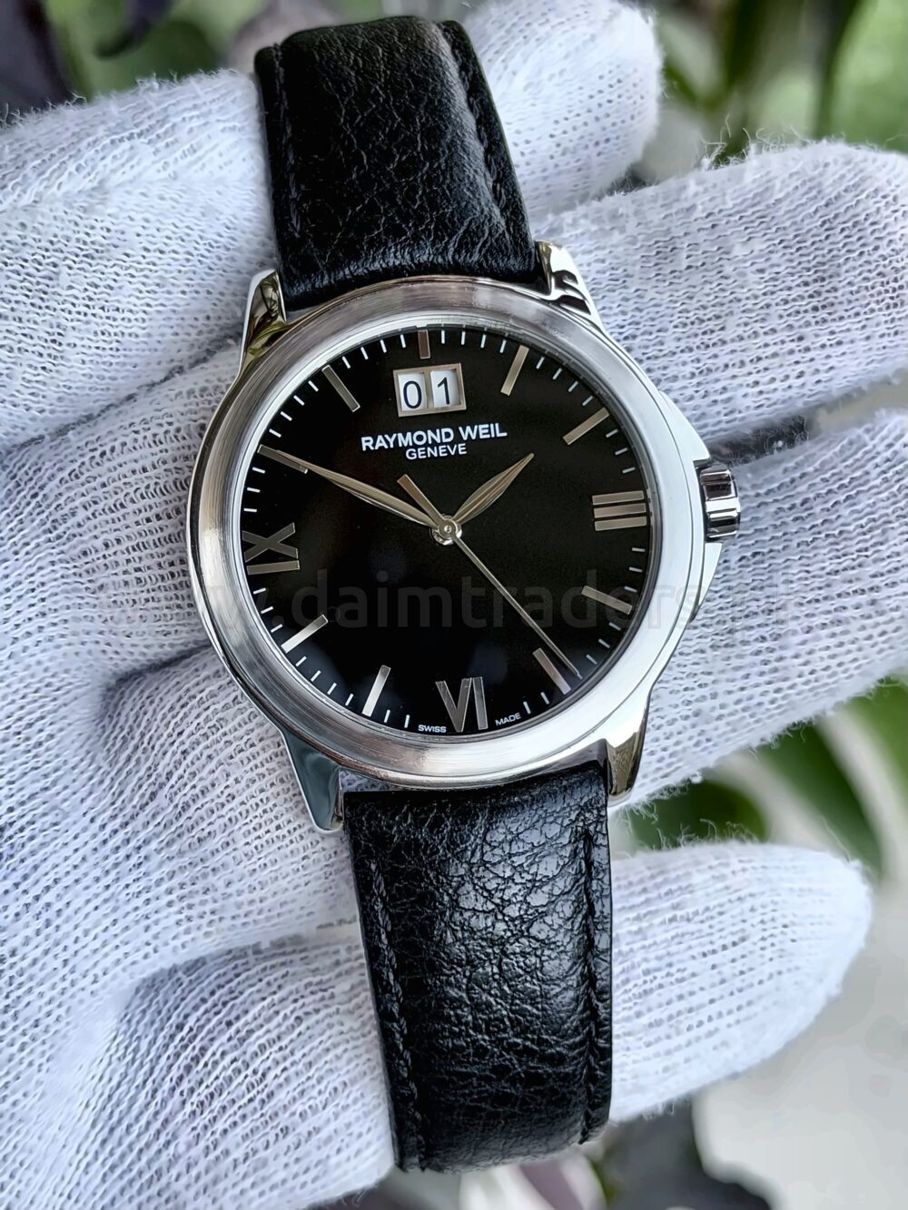 Raymond Weil Tradition Big Date 5476 Black Roman Dial Quartz Swiss Mens