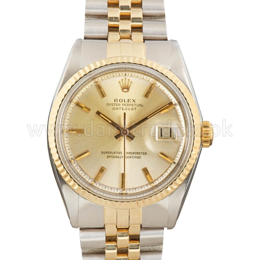 ROLEX Datejust 1601 Fluted Gold Bezel 36mm Automatic Swiss Mens