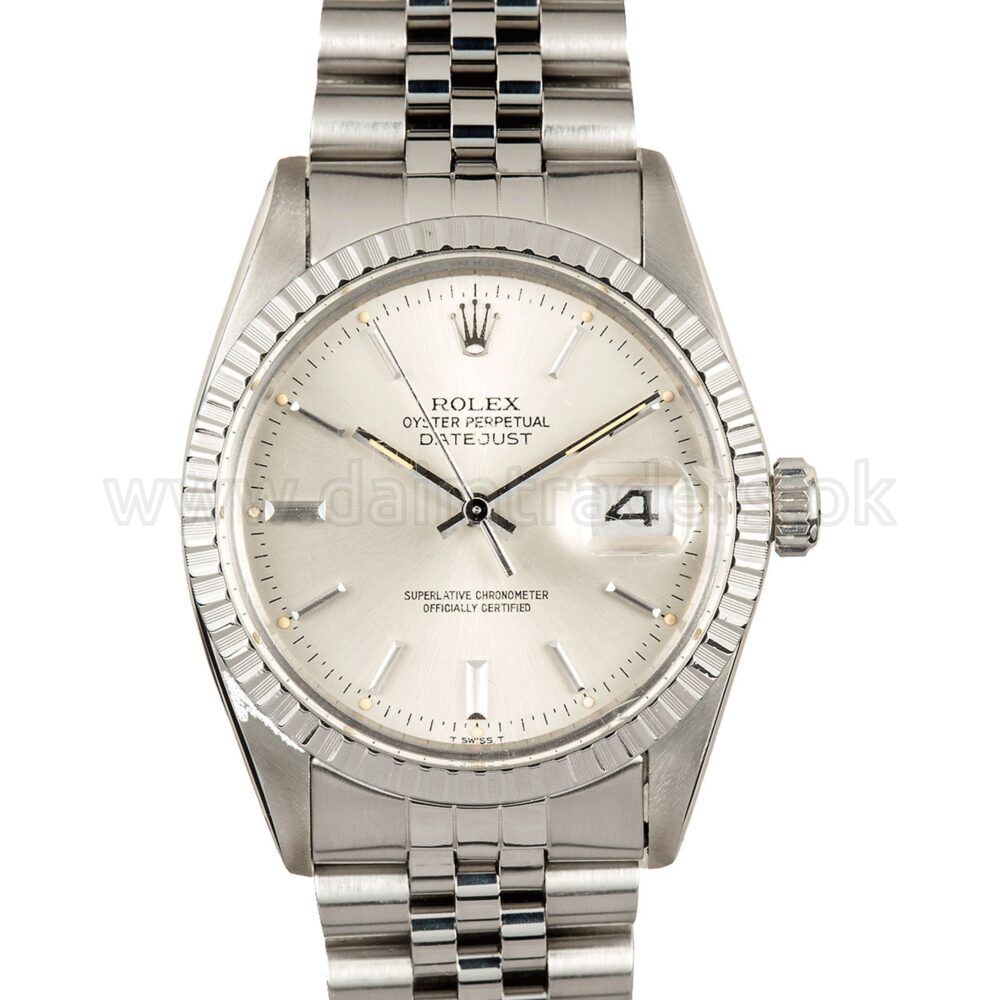 ROLEX Datejust 16030 Steel Engine-Turned Bezel 36mm Automatic Swiss Mens