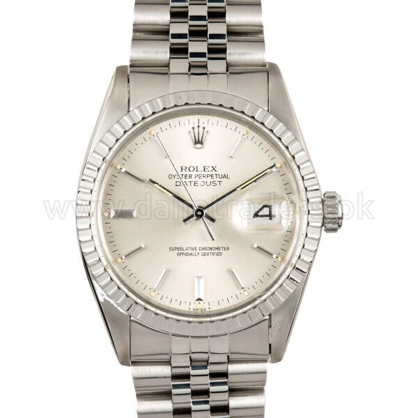 ROLEX Datejust 16030 Steel Engine-Turned Bezel 36mm Automatic Swiss Mens