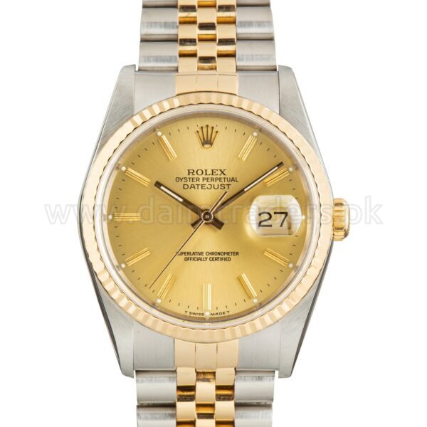 ROLEX Datejust 16233 Two-Tone Yellow Gold Fluted Bezel 36mm Automatic Swiss Mens