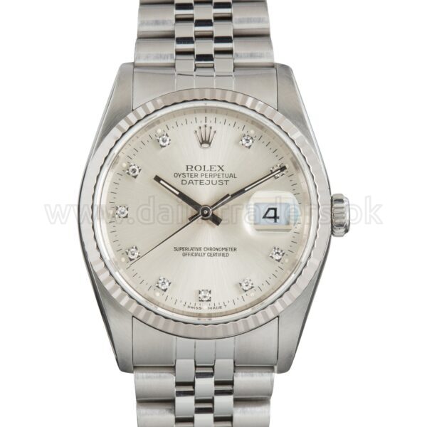 ROLEX Datejust 16234 Steel White Gold Fluted Bezel 36mm Automatic Swiss Mens
