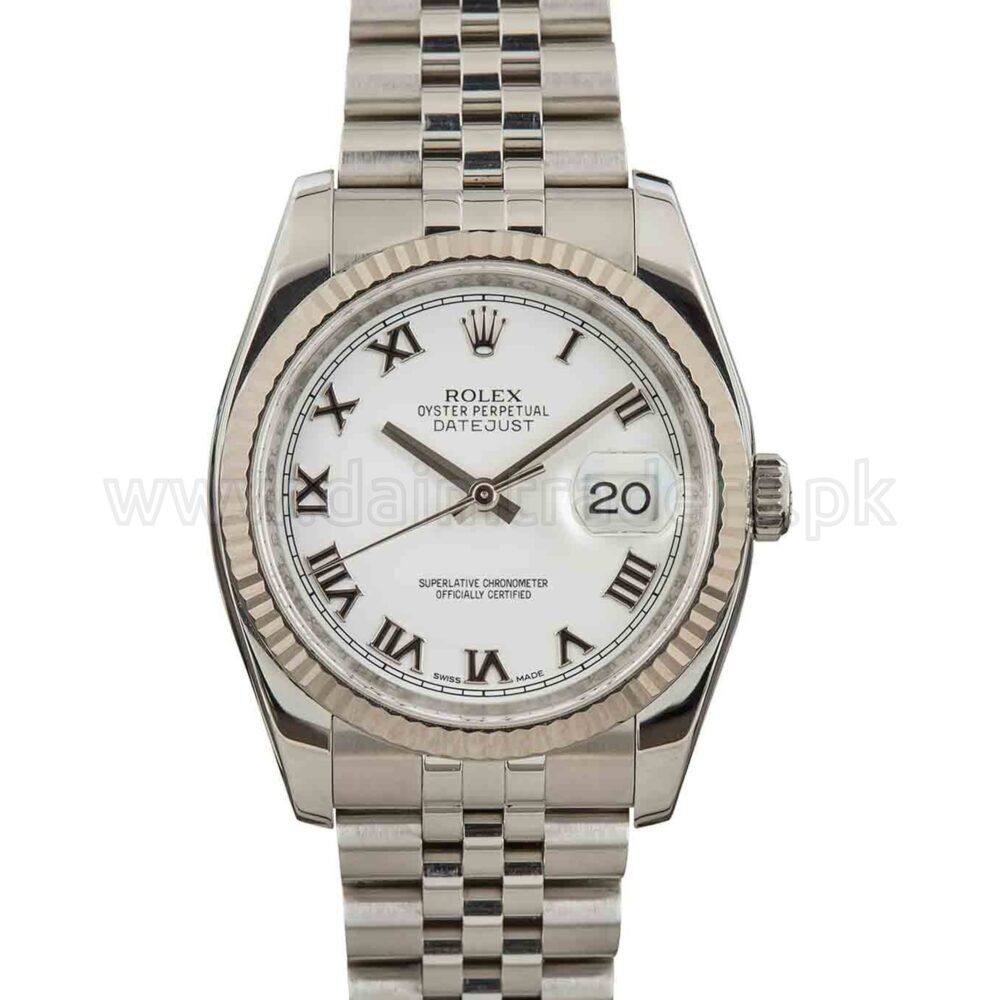 ROLEX Datejust 36 116234 White Roman Dial Steel Automatic Swiss Mens
