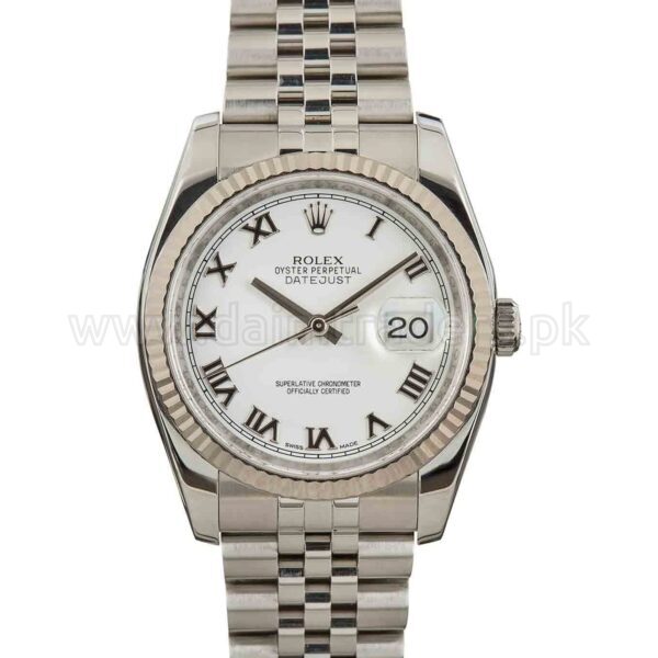 ROLEX Datejust 36 116234 White Roman Dial Steel Automatic Swiss Mens