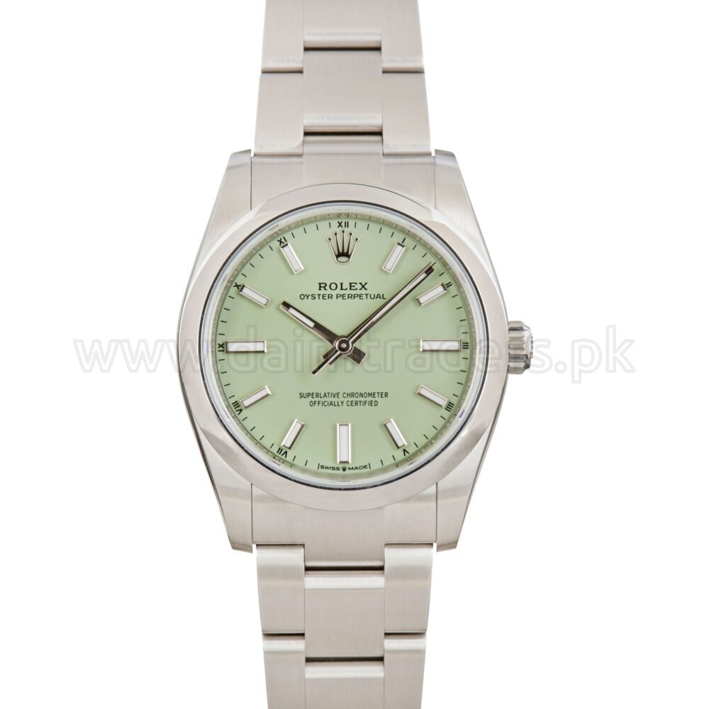 ROLEX Oyster Perpetual 34 124200 Pistachio Dial Steel Automatic Swiss Unisex