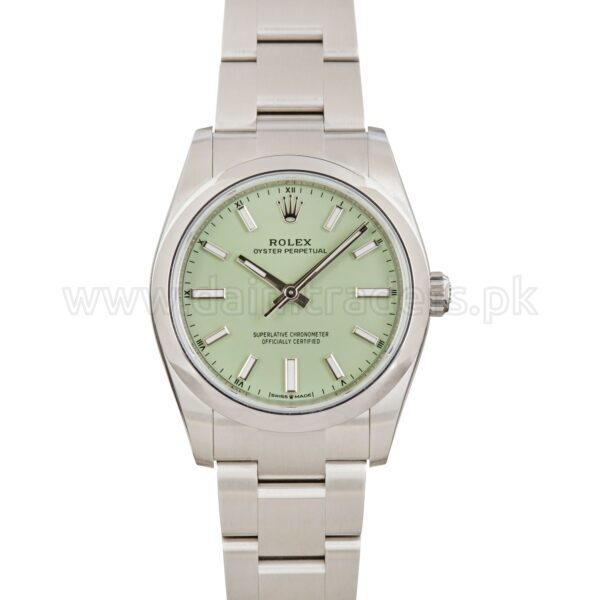 ROLEX Oyster Perpetual 34 124200 Pistachio Dial Steel Automatic Swiss Unisex