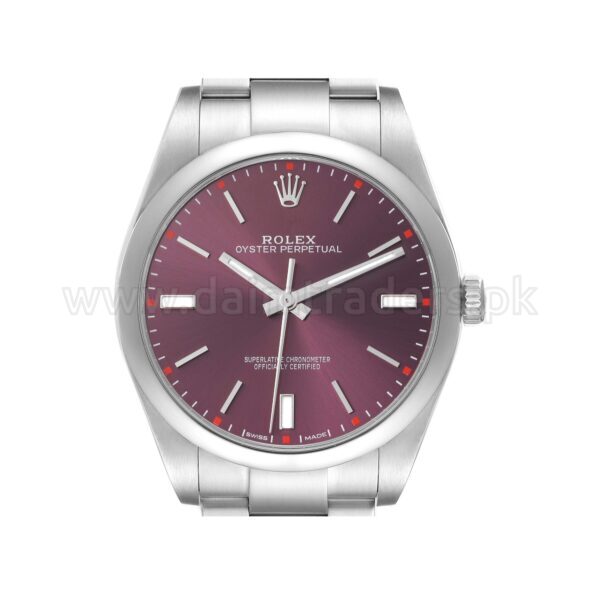 ROLEX Oyster Perpetual 39 114300 Red Grape Dial Steel Automatic Swiss Mens