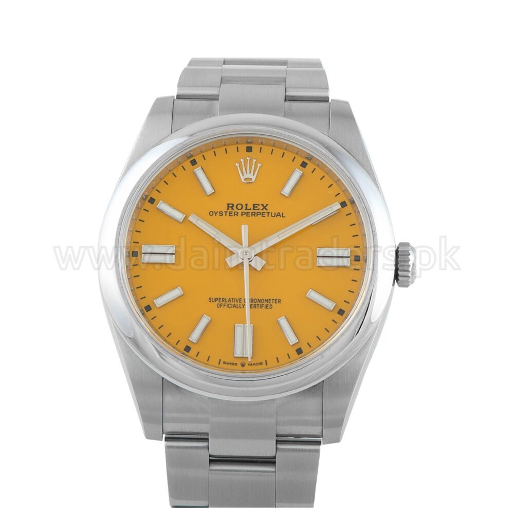 ROLEX Oyster Perpetual 41 124300 Yellow Dial Steel Automatic Swiss Mens