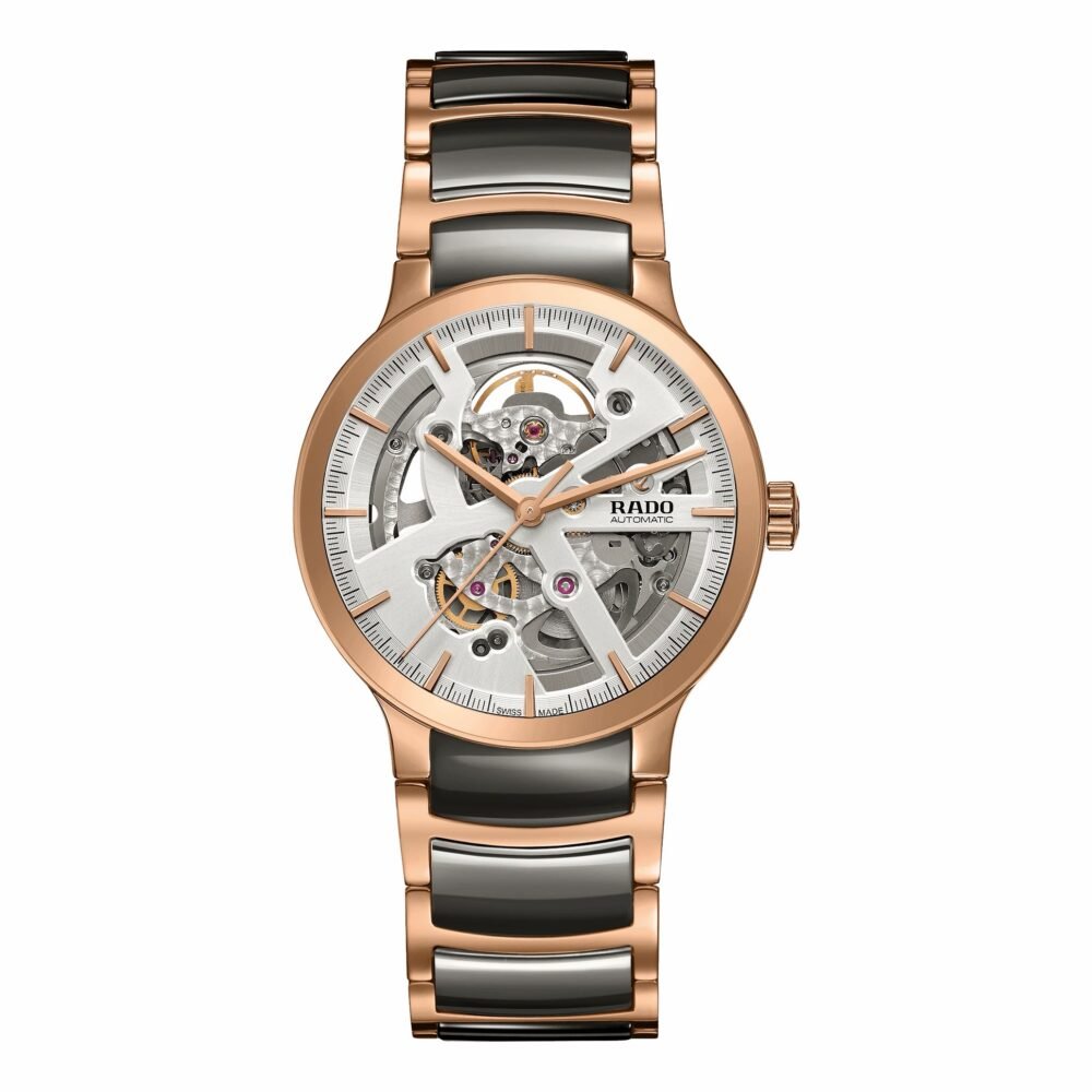 RADO Centrix Automatic Skeleton R30181103 Silver Dial Rose Gold Swiss Mens
