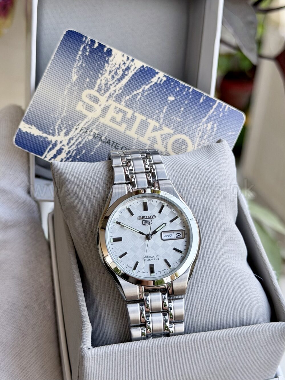 SEIKO 5 SNKG09 Silver Checkered Dial Day-Date Steel Automatic Japan Mens – photo 4