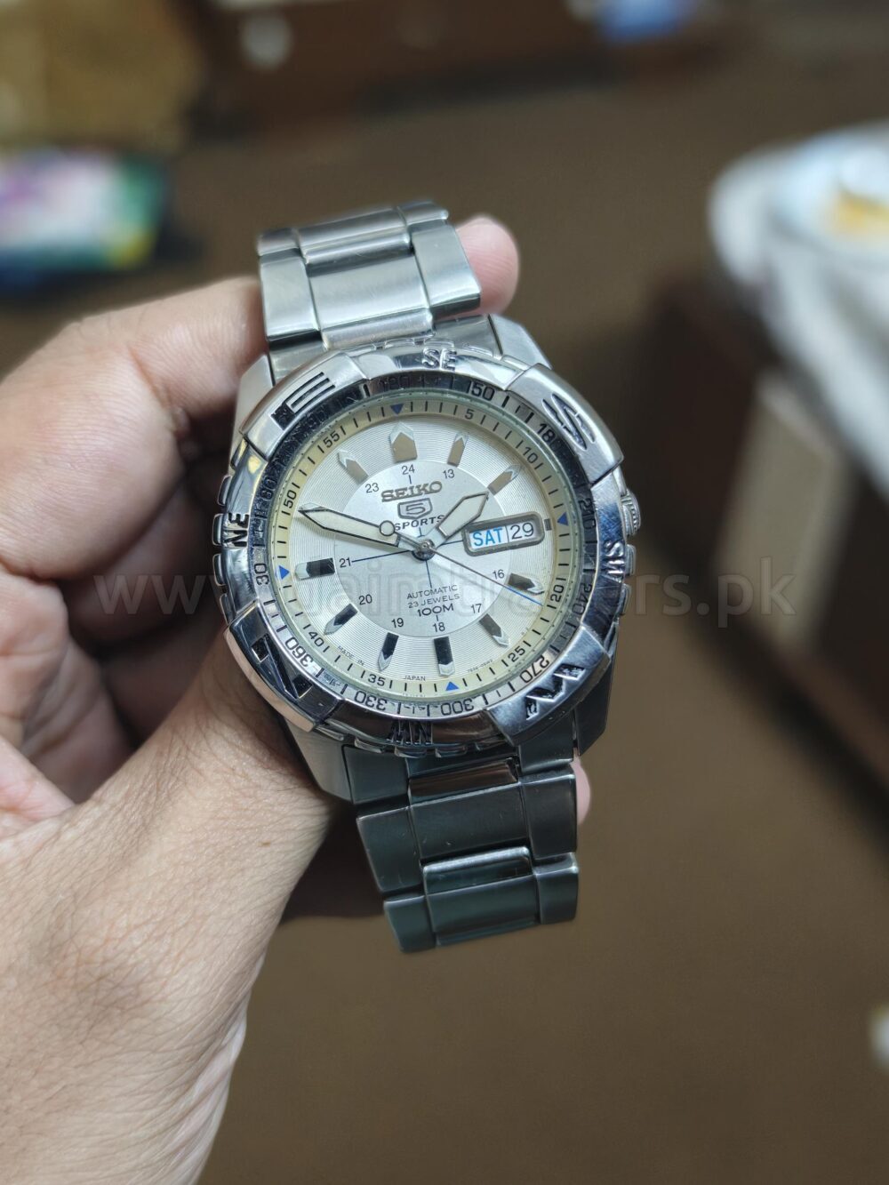 SEIKO 5 Sports SNZJ03 Silver Dial Compass Bezel 42mm Automatic Japan Mens