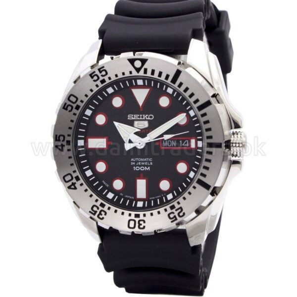 SEIKO 5 Sports SRP601J1 Black Red Dial Steel Bezel Rubber Automatic Japan Mens