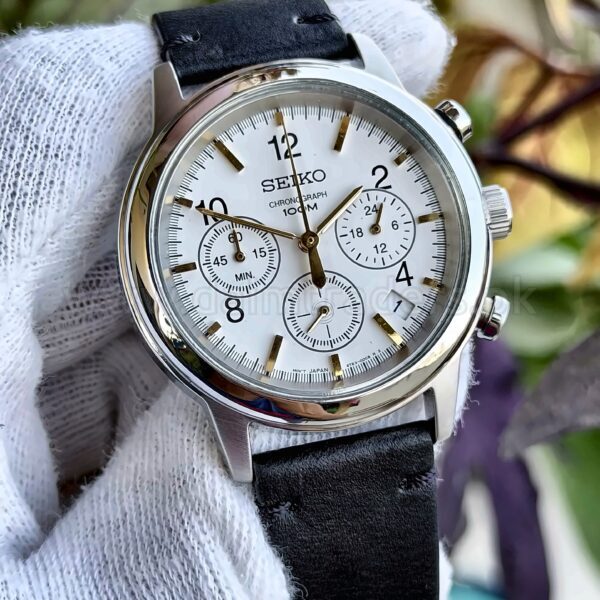 SEIKO Chronograph 100M SSB009 6T63 White Dial Quartz Japan Mens