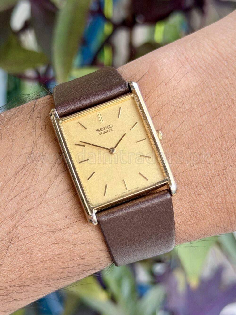 SEIKO Quartz Tank 7N00-5B20 Gold Dial Gold Plated Slim Japan Mens – photo 2