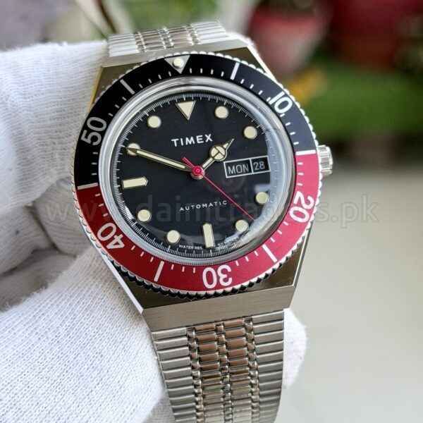 Timex M79 Automatic TW2U83400 Black Dial Red Black Bezel Mens