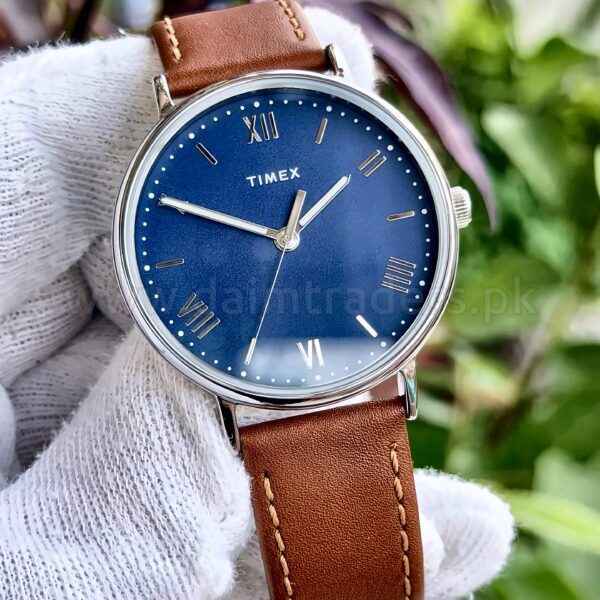 Timex Southview TW2R63900 Blue Dial Brown Leather Quartz Mens