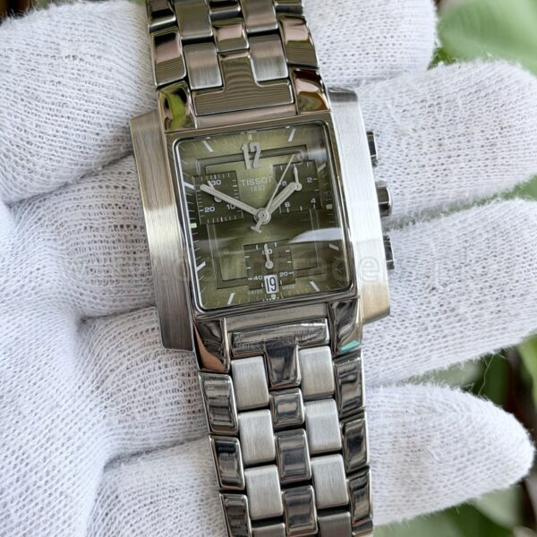 TISSOT T-Trend TXL Chronograph T60.1.587 Green Dial Rectangular Steel Quartz Swiss Mens