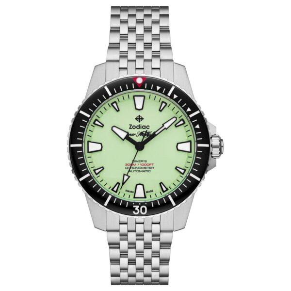 ZODIAC Super Sea Wolf Pro-Diver ZO3560 Lume (Light Green) Dial 42mm Automatic Swiss Mens